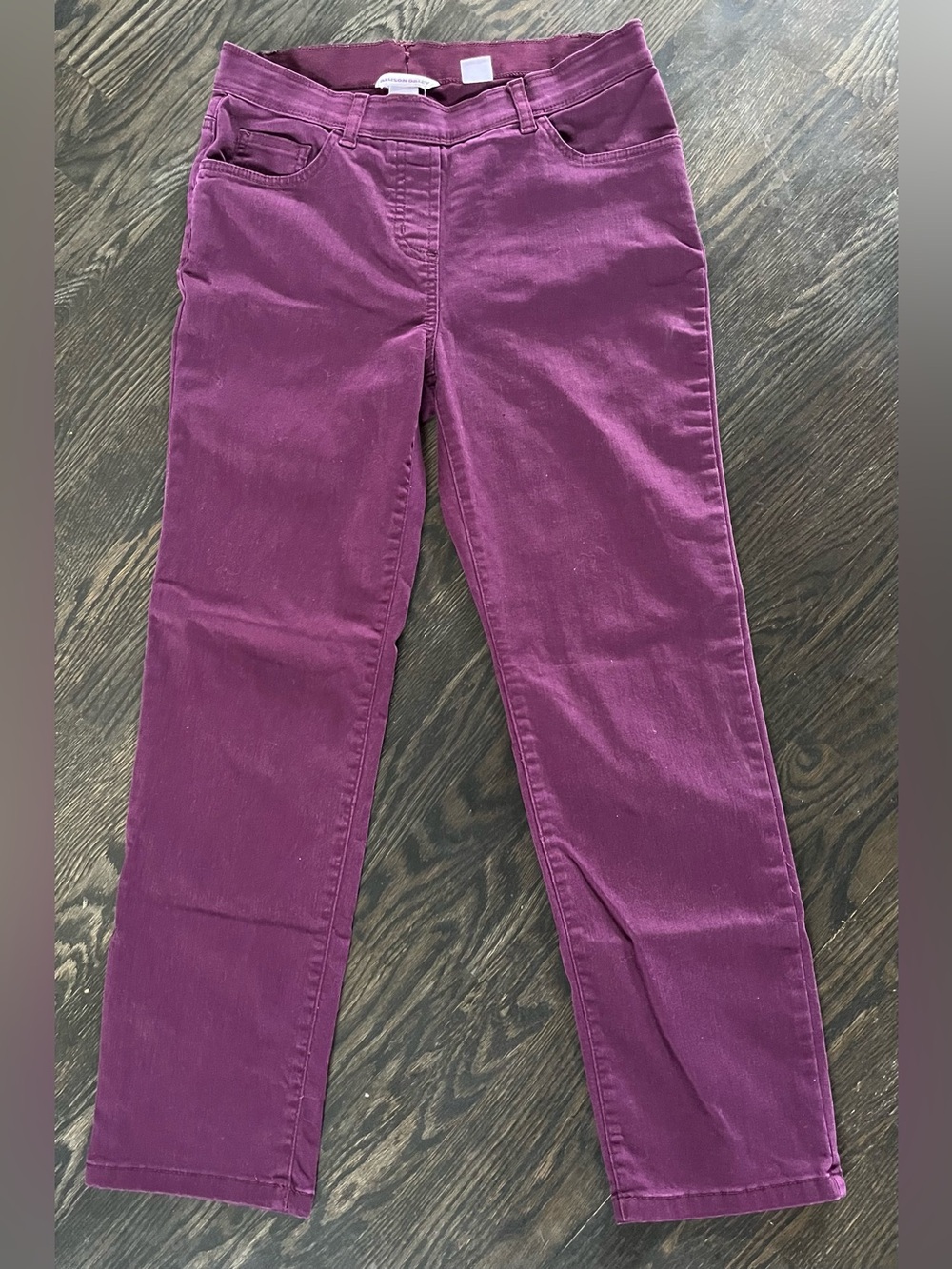 Allison Daley Maroon Straight-Leg Pull-On Elastic Waist Pants Size 8